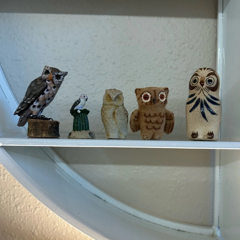 Vintage Charming Owl Figurine Set bundle deal Multicolor Home Decor collectible
